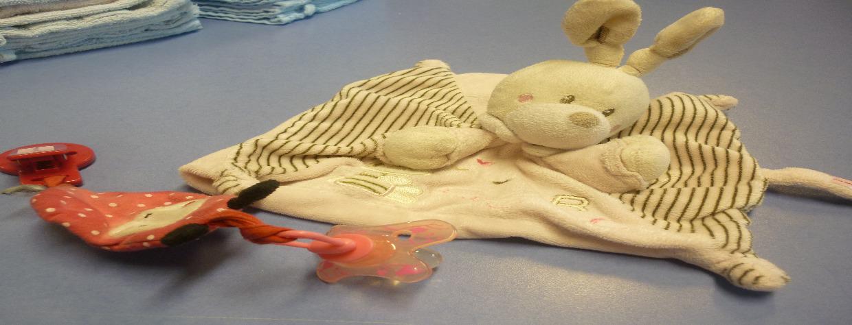 Doudou en lapin et tétine